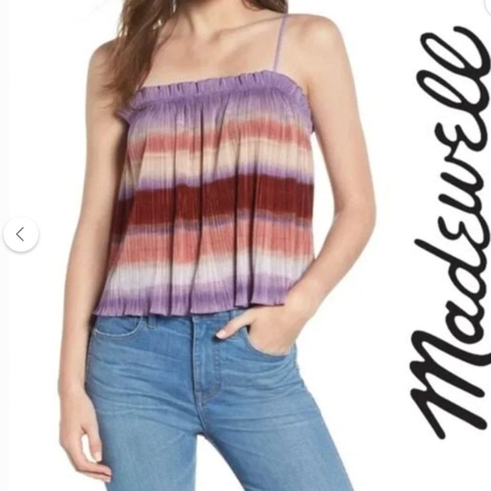 MADEWELL: texture & thread micropleat tank top in ombré rainbow